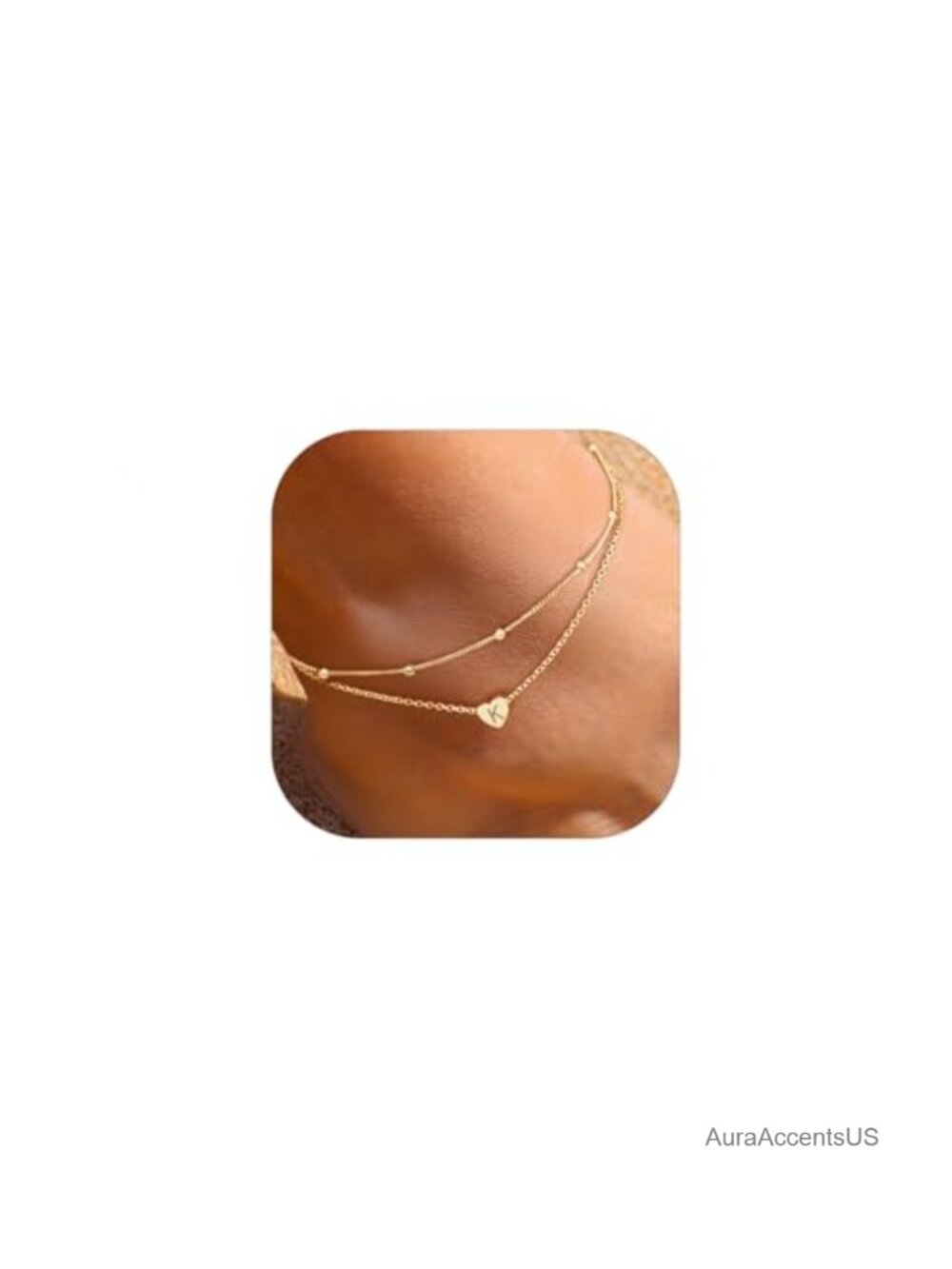 925 Sterling Silver Layered Beaded Anklet 14K Gold Plated Ankle Bracelet